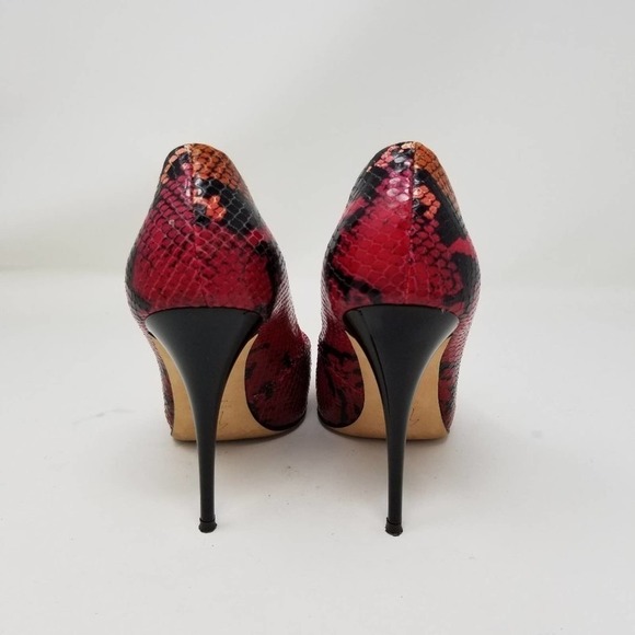 Giuseppe Zanotti Snake Peep Toe Stiletto High Heel Pump Shoes Black Pink Sz 6.5 - Picture 4 of 8